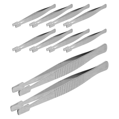 10pcs tweezers with flat - with,